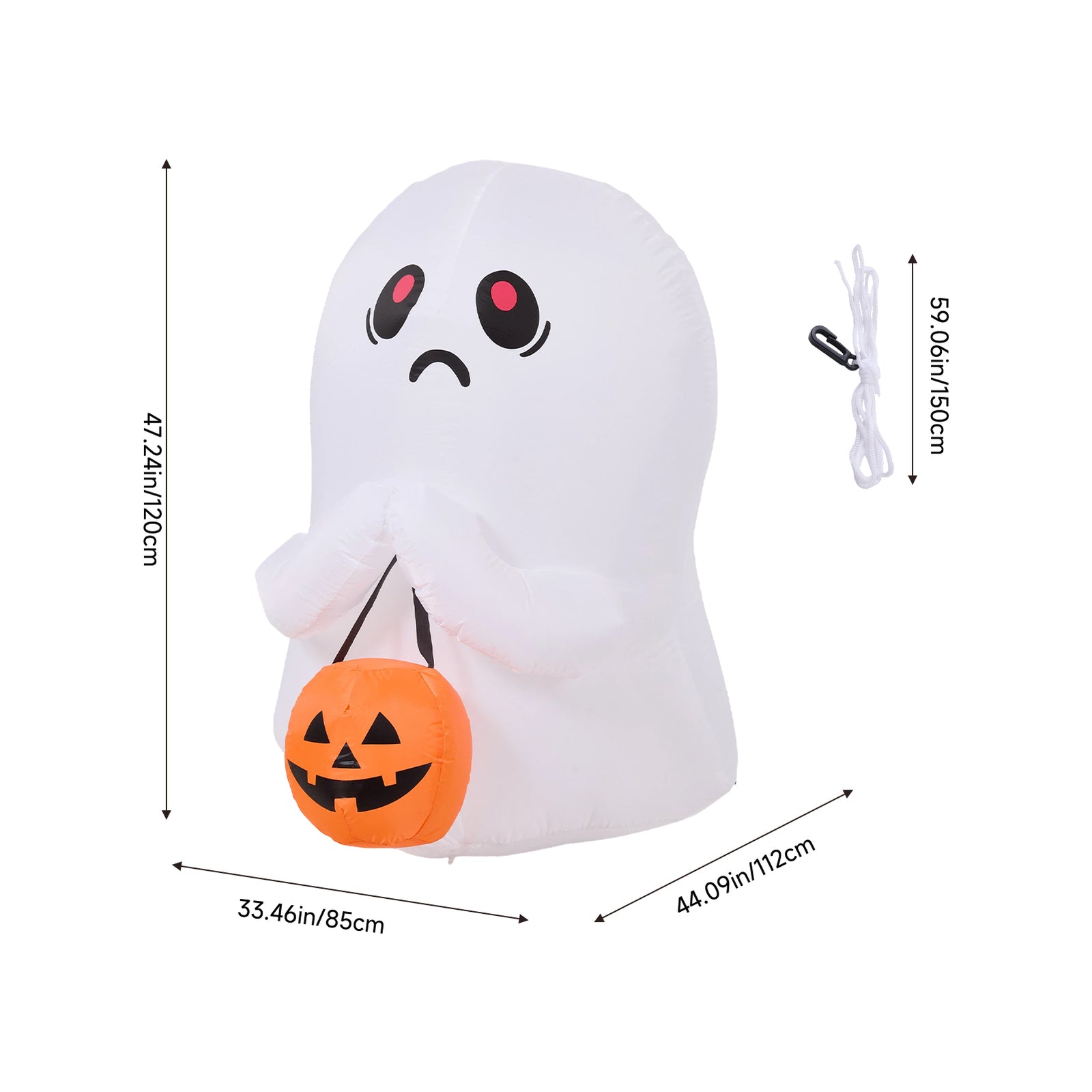 Breeins 3 Ft Halloween Inflatable Ghost Holding Pumpkin Bucket With Led Lights