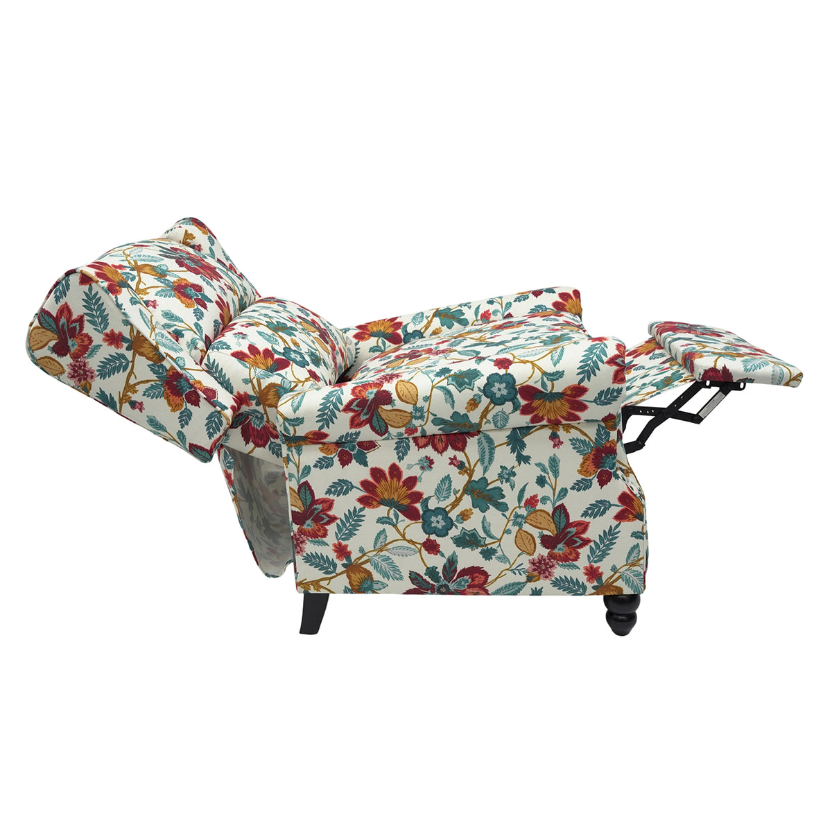 Breeins Floral Linen Upholstered Recliner Chair With Footrest & Adjustable Backrest