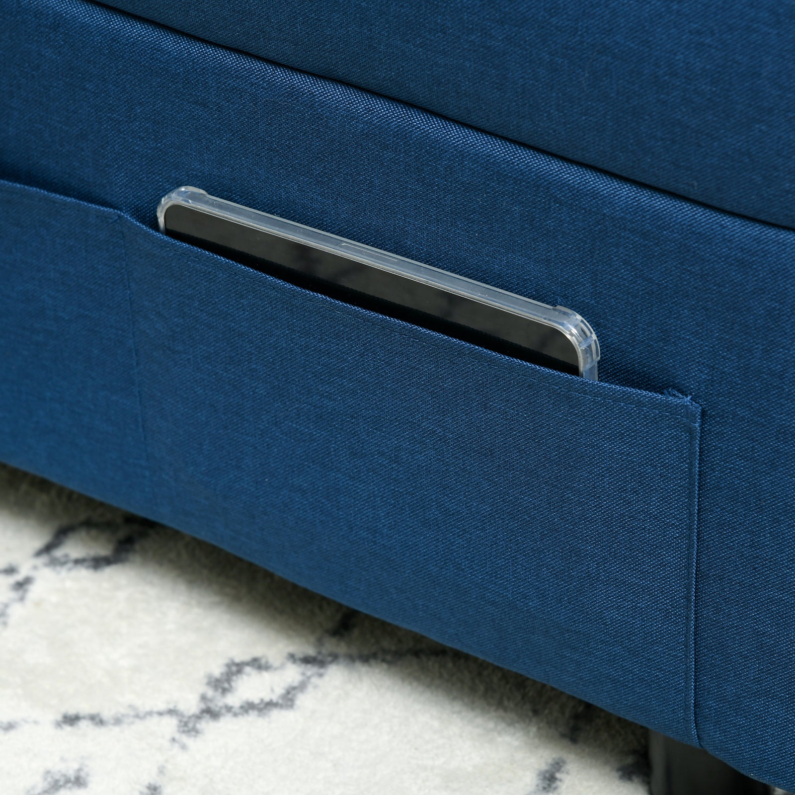 Folding Sofa Bed Adjustable Single Sleeper With Pillow | One Size | Blue