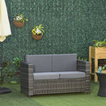 Rattan Wicker 2-seat Sofa Loveseat Padded Garden Furniture