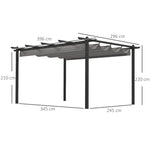 4 X 3(m) Aluminium Pergola Gazebo Garden Shelter W/ Roof | Grey