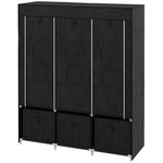 HOMCOM Portable Fabric Wardrobe With 5 Shelves And 3 Fabric Drawers, Black