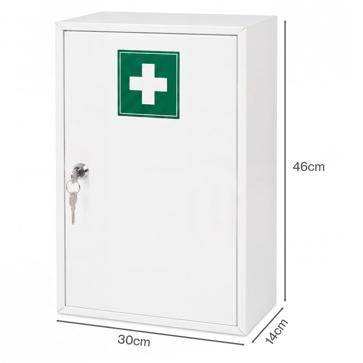 Medicine Cabinet Lockable Wall Mounted Storage Box Metal Home,white