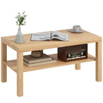 HOMCOM Coffee Table With Storage Shelf, Rectangular Centre Table, Natural