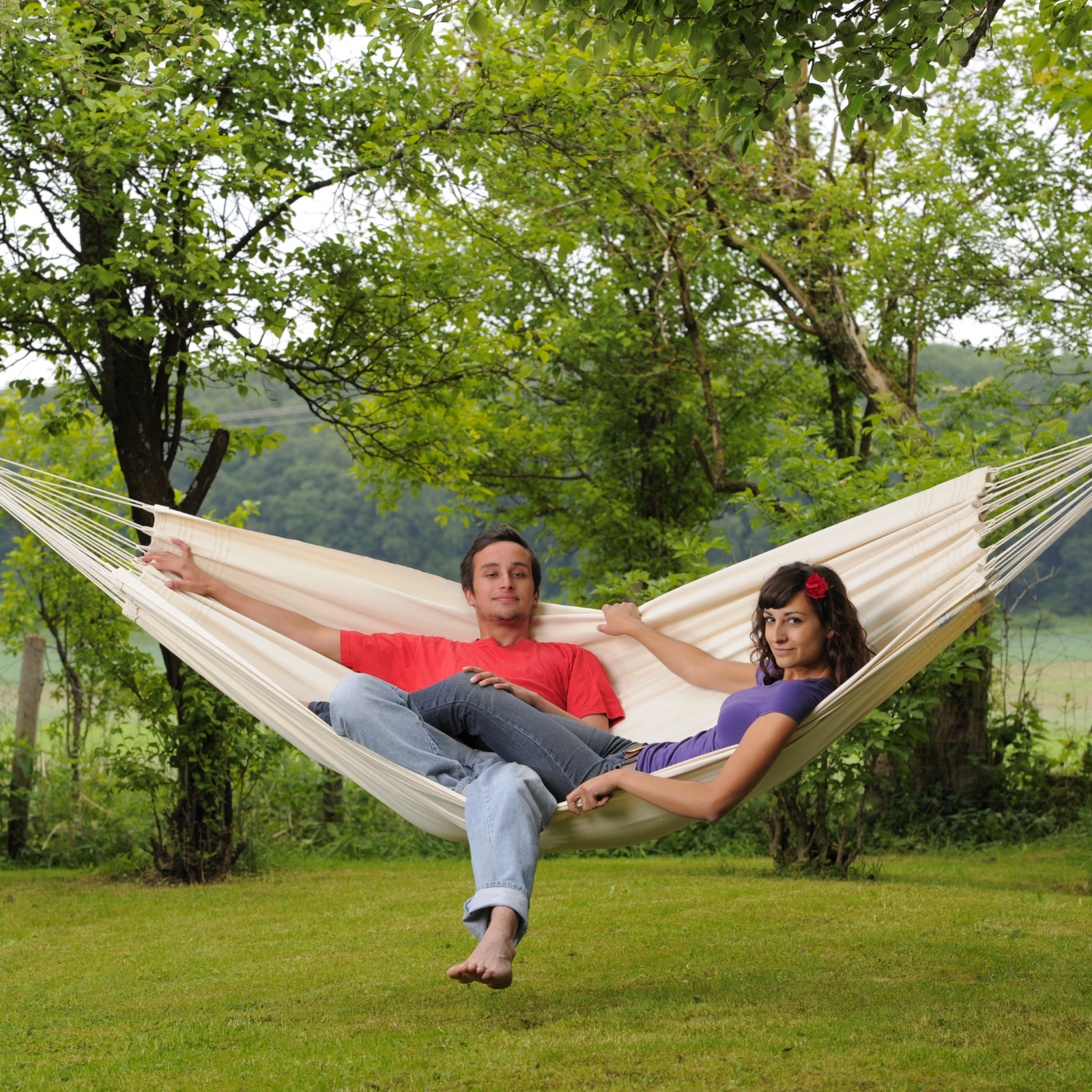 Barbados Natura Double Cotton Traditional Garden Hammock With Bag