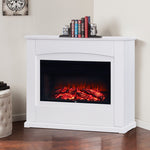 Recessed Electric Fireplace With Mantel, 1500w White Led Heater With Realistic Flame, 5-level Brightness & Remote Control