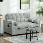 2 Seater Pull Out Sofa Bed With Adjustable Backrest, Light Grey | One Size
