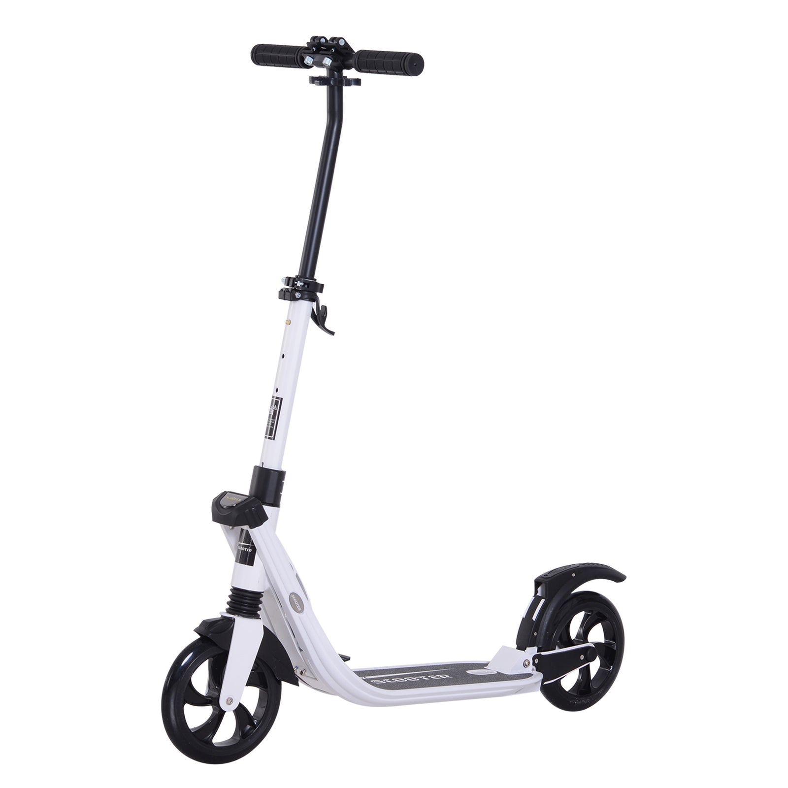 Folding Kick Scooter Teens Adult Ride On 2 Big Wheels | White