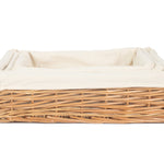 Wicker Cotton Lined Straight-sided Rectangular Tray | Set-of-3 | Brown