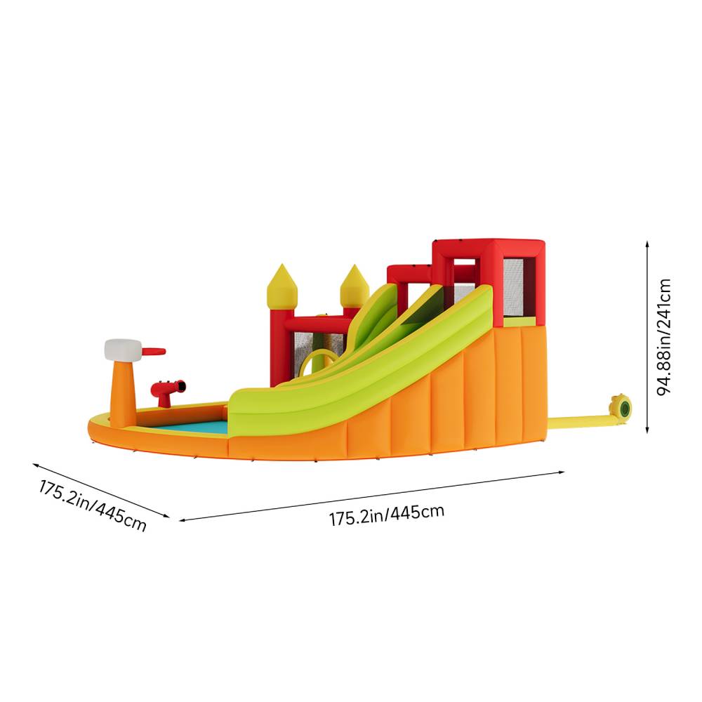 Breeins Inflatable Water Park With Dual Slides & Splash Pool, Large Bounce House For Kids, Heavy-duty Oxford Fabric, 480w Air Blower Included