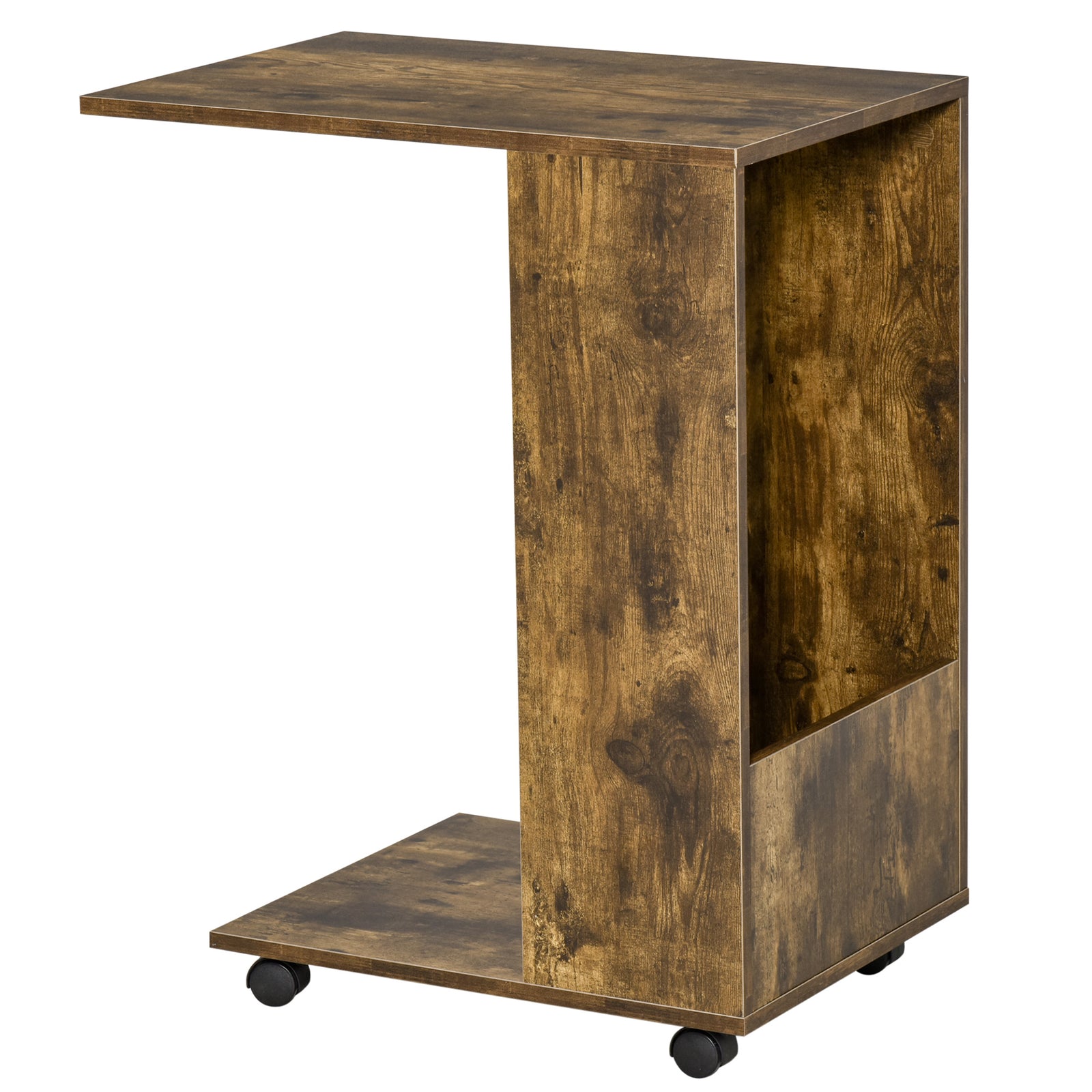 Mobile Sofa Side Table For Laptop Coffee W/ Storage | Brown