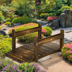 5ft Wooden Garden Bridge With Planters, Stained Finish