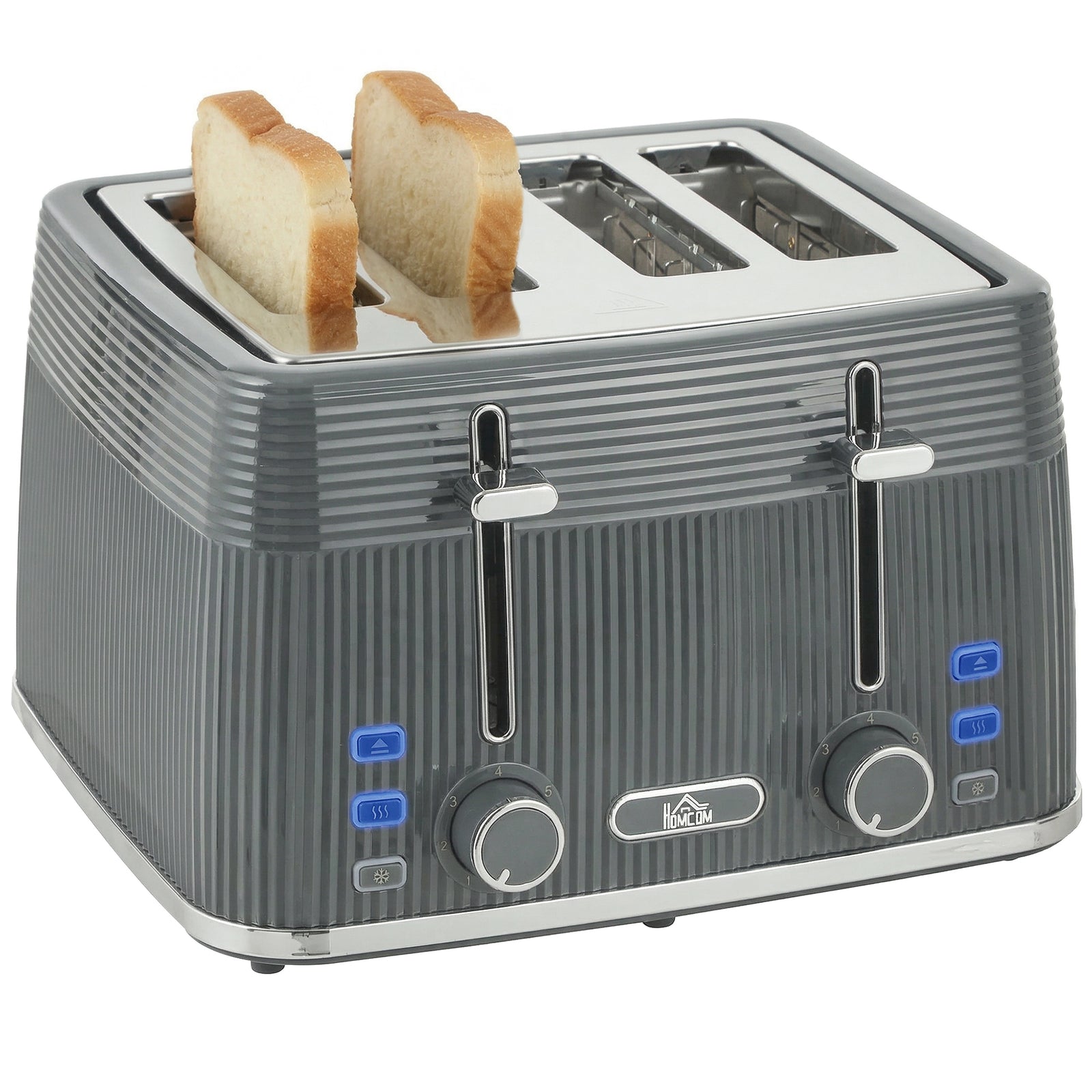 4 Slice Electric Toaster With 7 Browning Levels, 1860w | Grey