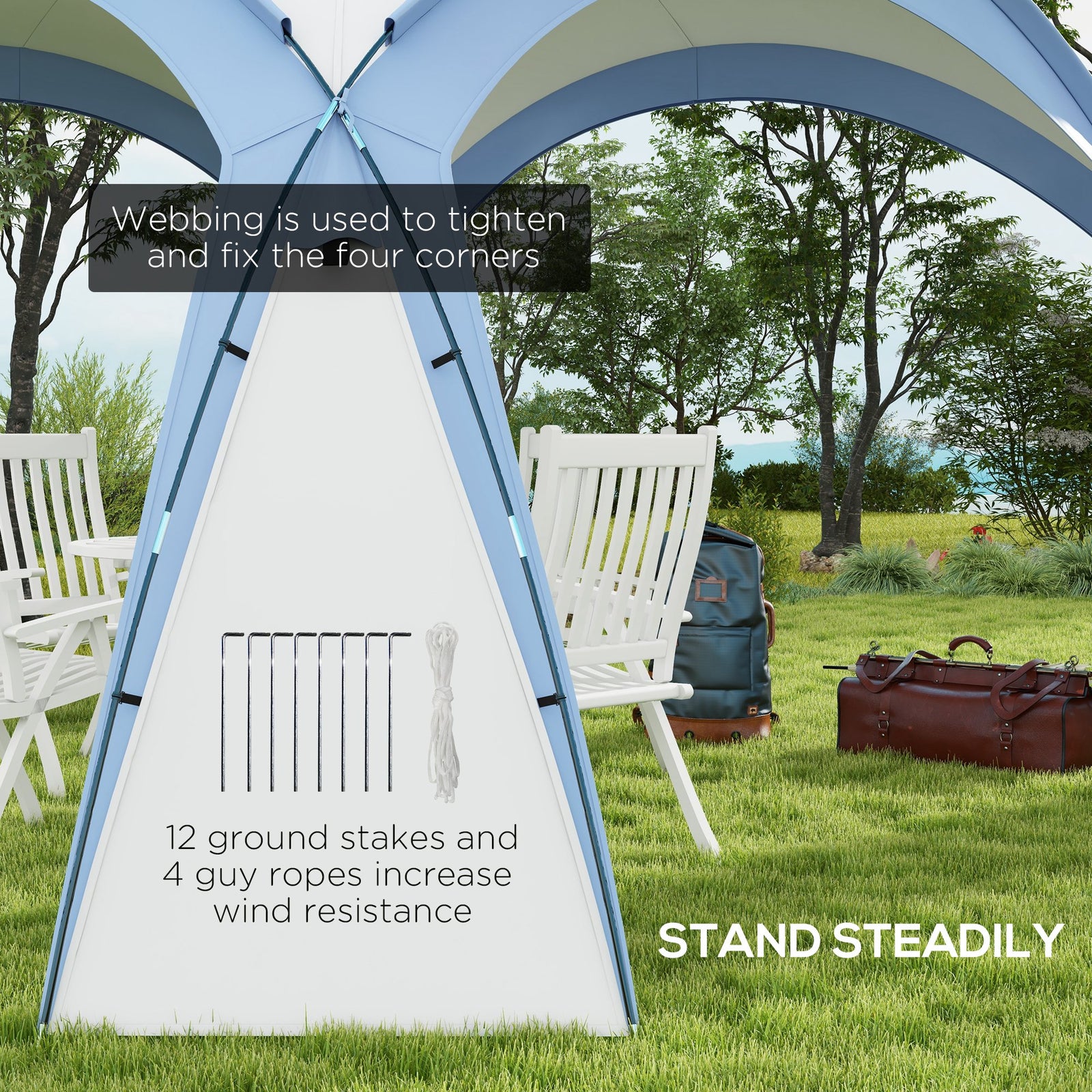 Outdoor Gazebo Event Dome Shelter Party Tent For Garden 3.5 x 3.5m | Light Blue