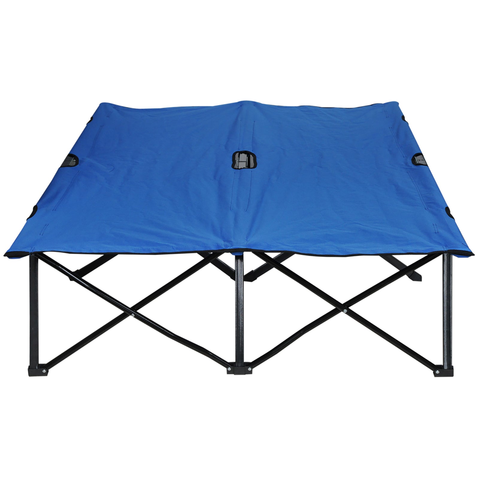 Double Camping Folding Cot Outdoor Portable Sleeping Bed | Blue