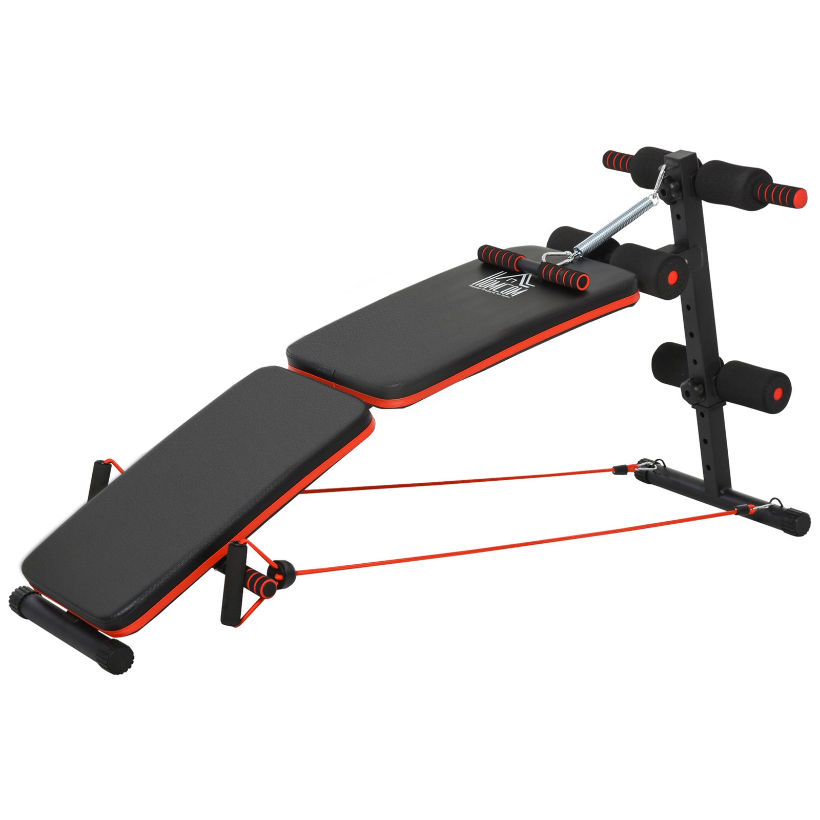 Foldable Sit Up Bench With Arm Pulling Rope | Black
