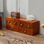 Desktop Retro Wood 6-drawer Storage Organizer