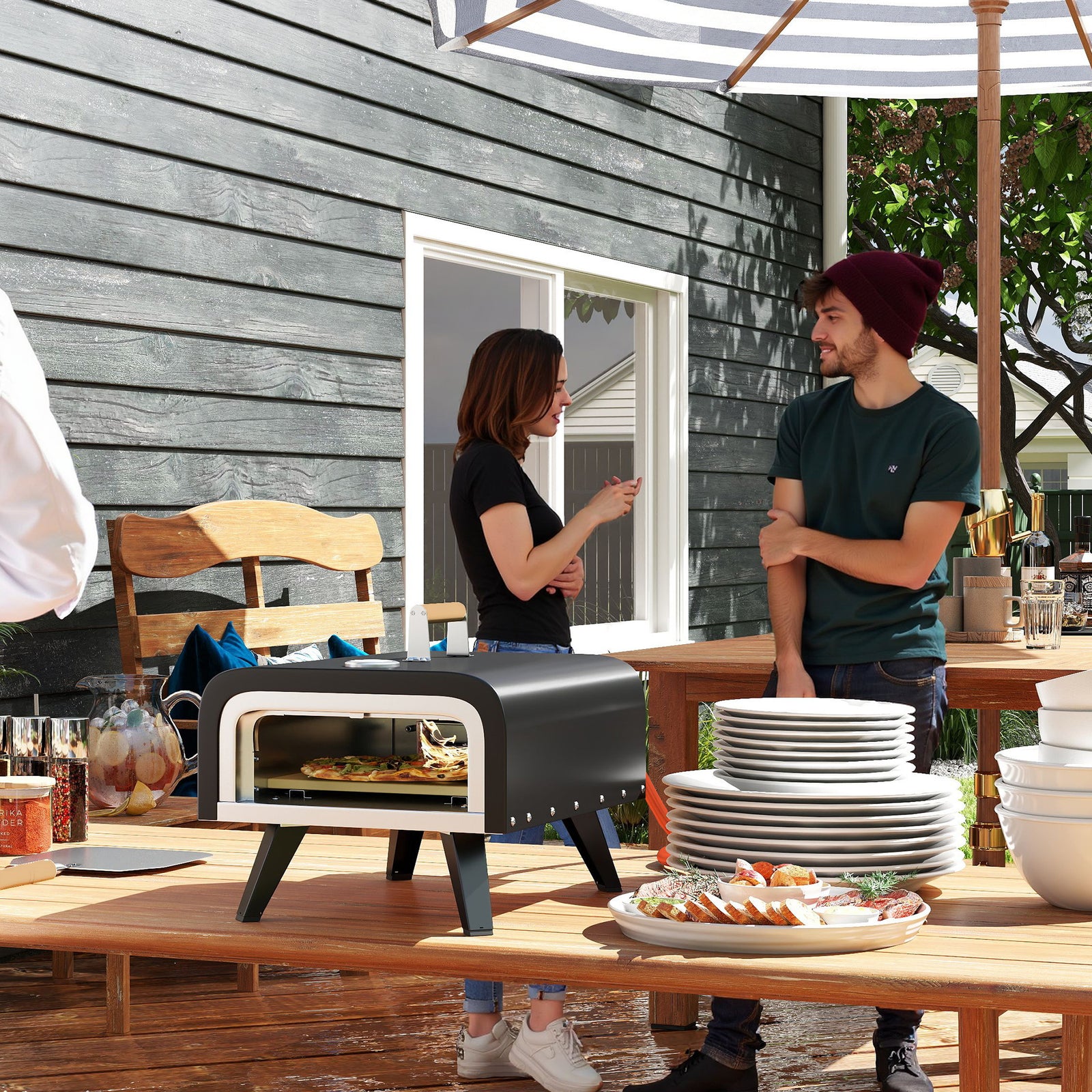 Black Tabletop Gas Pizza Oven