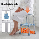 Shower Chair Swivel 6-level Adjustable Height Shower Bath Stool Seat | Blue