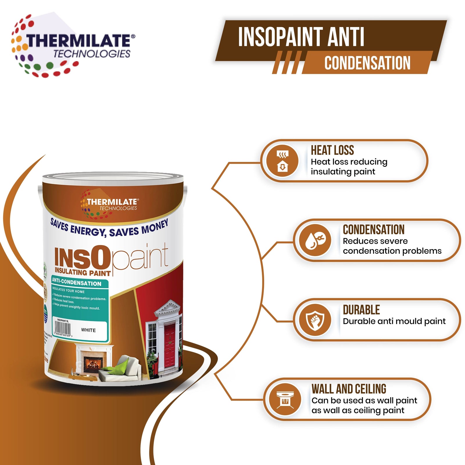 Insopaint Anti Condensation Paint - Stops Condensation On Interior Walls & Ceilings | 5l | Sage Green