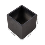 Cube Shaped Cement Planter Flower Pot With Drainage Holes | Small | Black