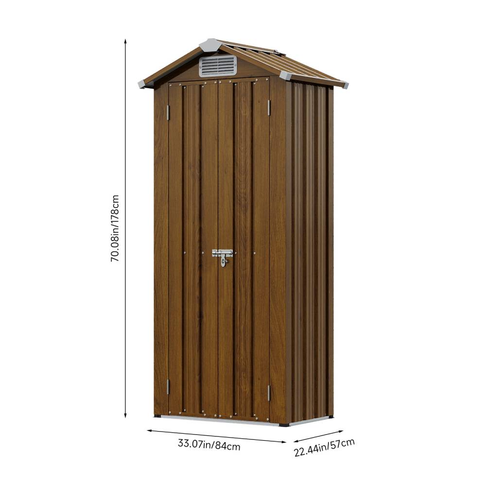 Metal Garden Storage Cabinet 2.76×1.87 Ft Outdoor Shed With 2 Shelves & 2 Vents, Lockable Double Doors
