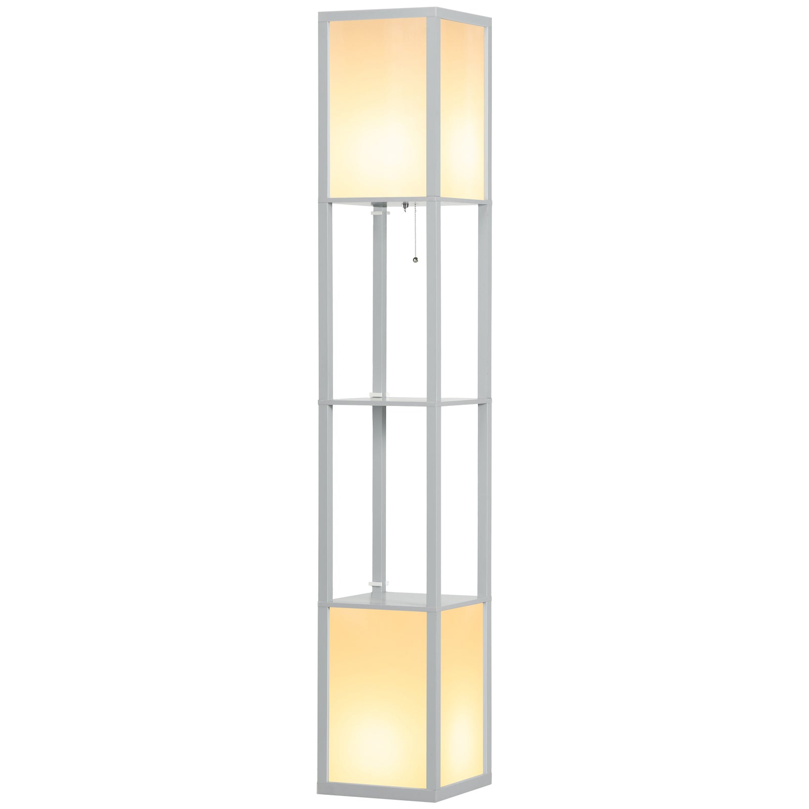 Shelf Floor Lamp With Dual Light For Living Room, Bedroom | One Size | Gray