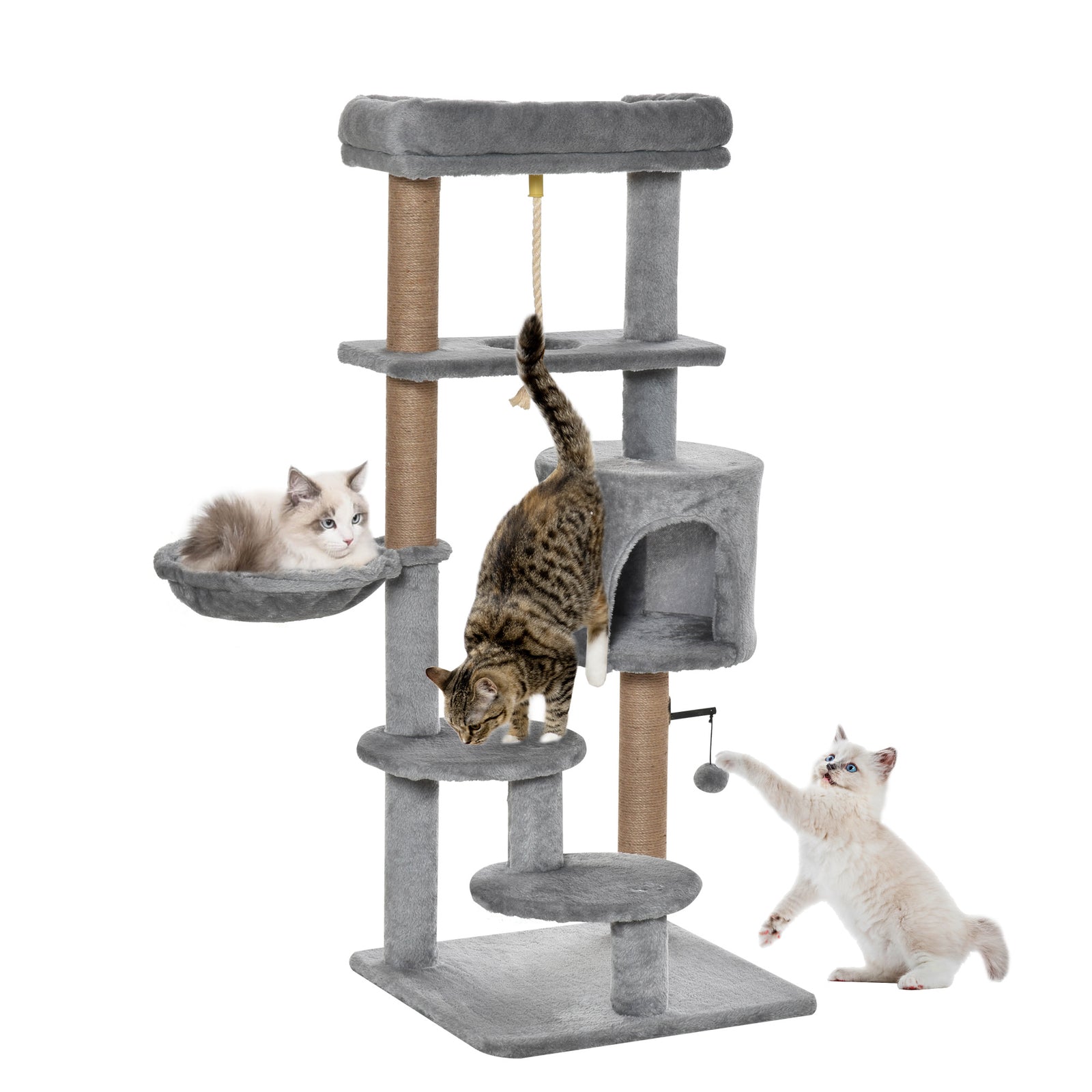 Cat Tree Climbing Kitten Activity Center 48 X 48 X 120cm Light Grey