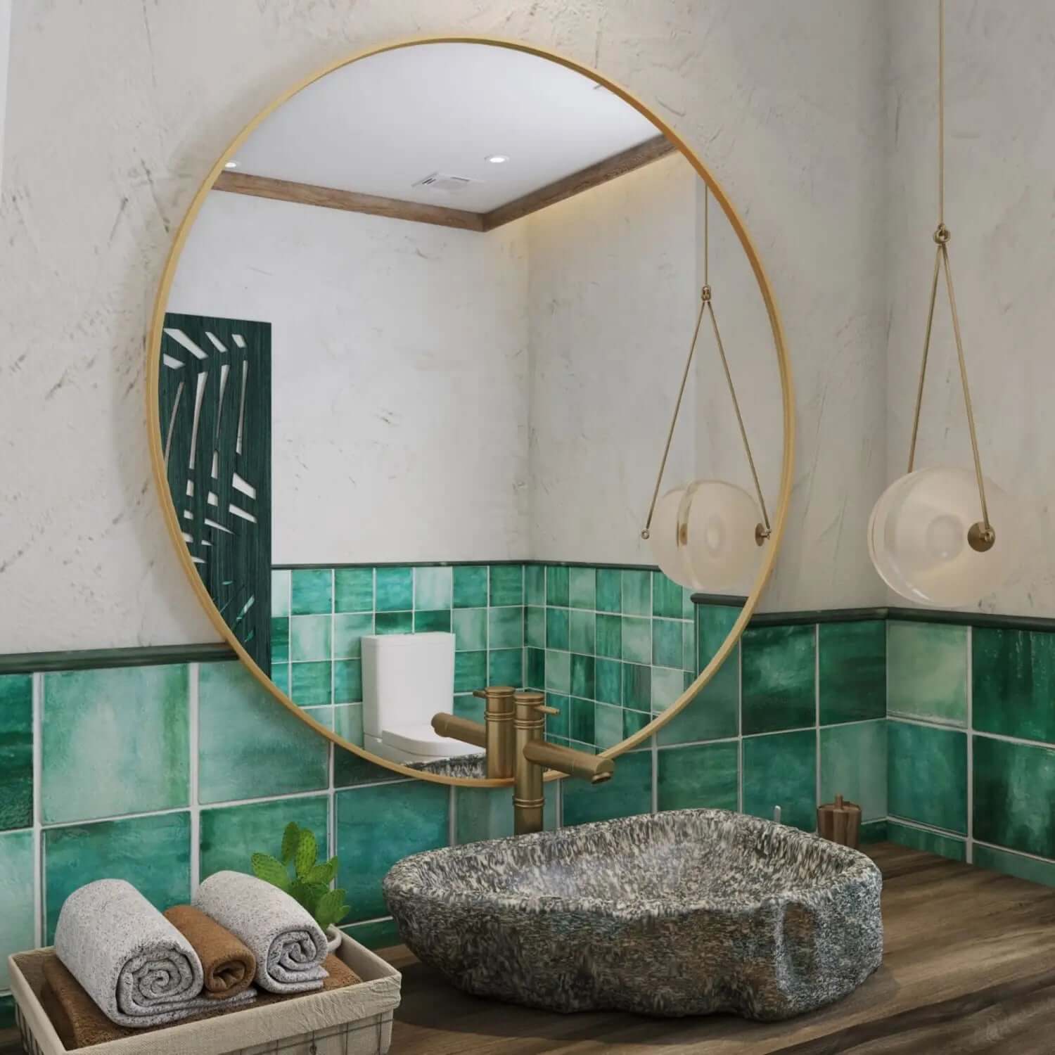 Rei - Round Metal Circle Mirror | 90cm x 90cm | Gold