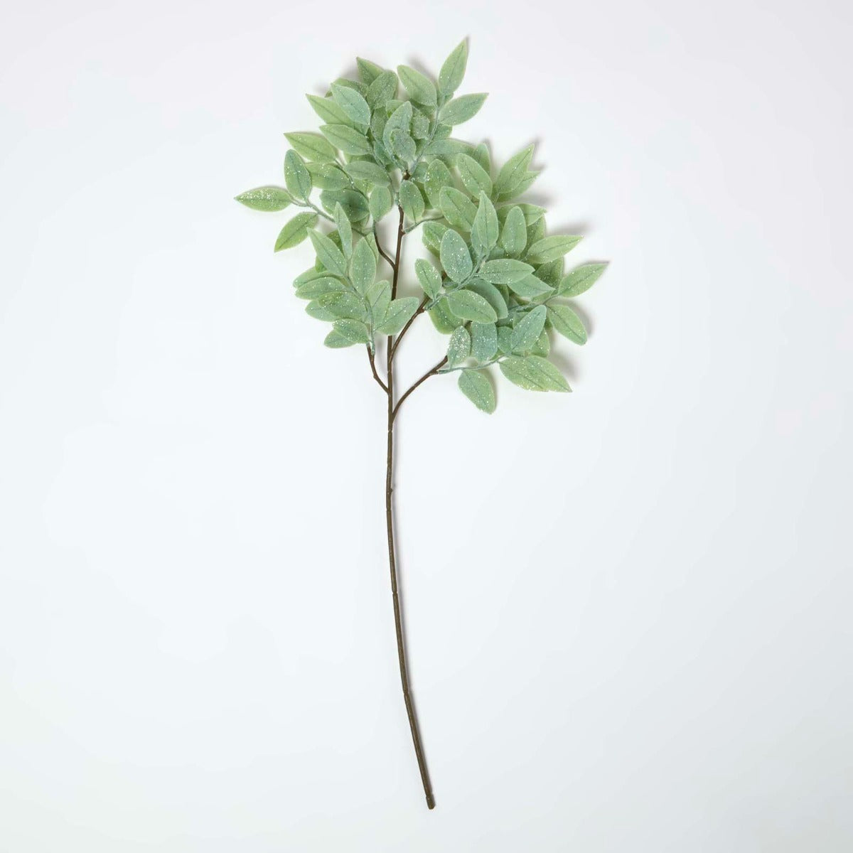 Frosted Sage Leaf Christmas Spray, Wire And Plastic