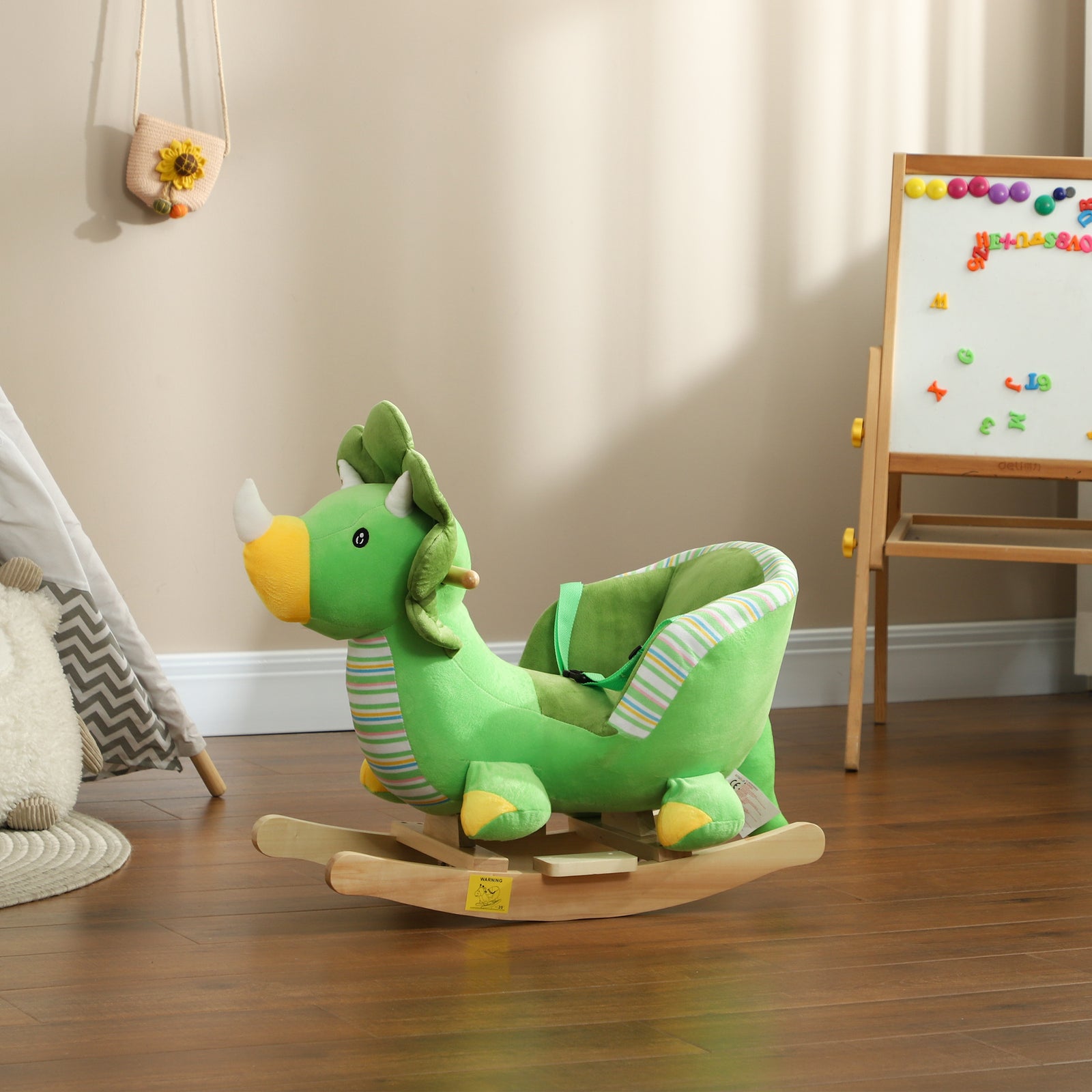 Rocking Horse Dinosaur Design Baby Rocker With Animal Sound, Green