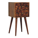 Solid Wood Mini Chestnut Cube 2 Drawer Bedside