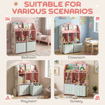 Kids Bookshelf With Storage, Toy Storage Unit For Playroom | Pink