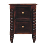 Solid Wood Spindle Winewood Nightstand