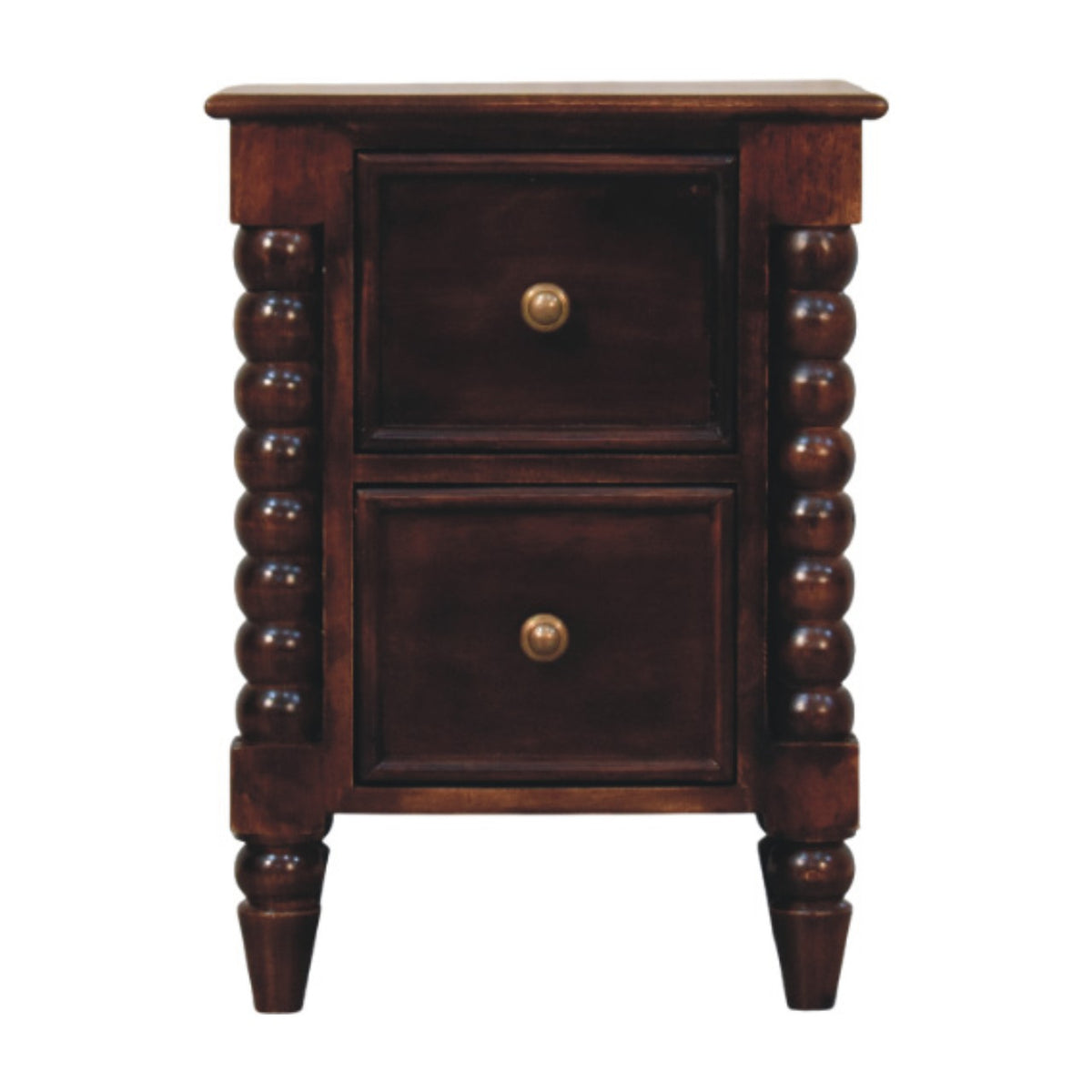 Solid Wood Spindle Winewood Nightstand