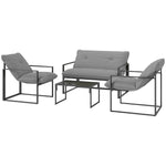 4-piece Grey Garden Sofa Set With Table