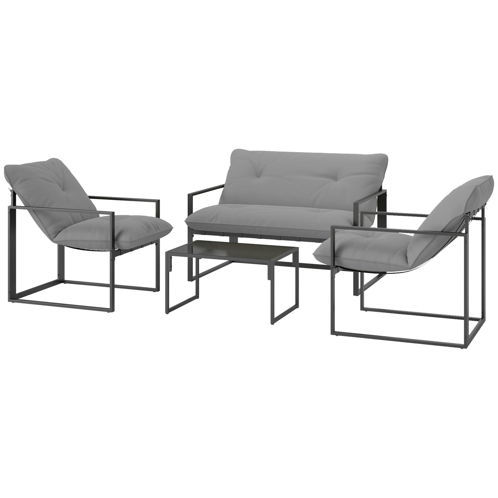 4-piece Grey Garden Sofa Set With Table
