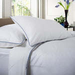 Ridgeway 240 Thread Count 100% Cotton White Duvet Cover Set,  Sateen Stripe With Piped Detailing | Double | White