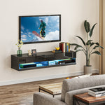 High Gloss Tv Stand Wall Mounted With Led | Black