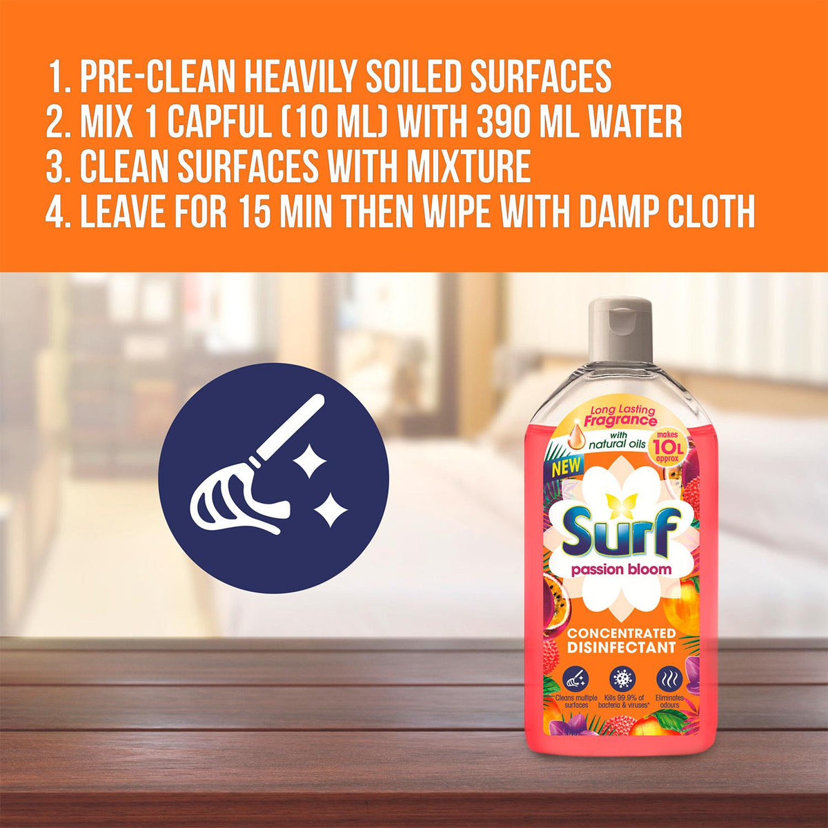 Concentrated Disinfectant Passion Bloom Multi-purpose Cleaner, 240ml, 3pk | Set of 3