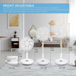 13.5'' Pedestal Fan With Remote Control - Oscillating & Portable Foldable Height Adjustable Cooling Led Display 12 Speed Turbo Quiet Circulation For Bedroom, Homes Office | Snow