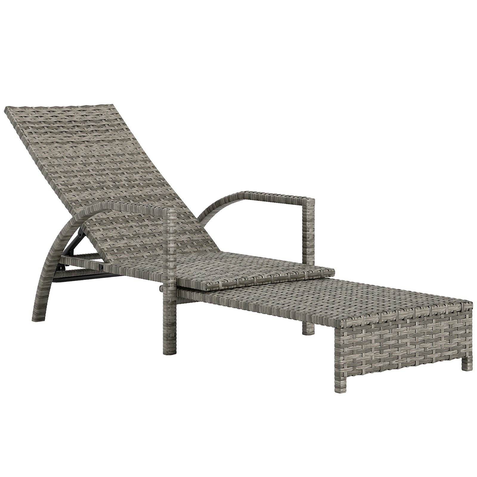 Pe Rattan Adjustable Lounger | Gray