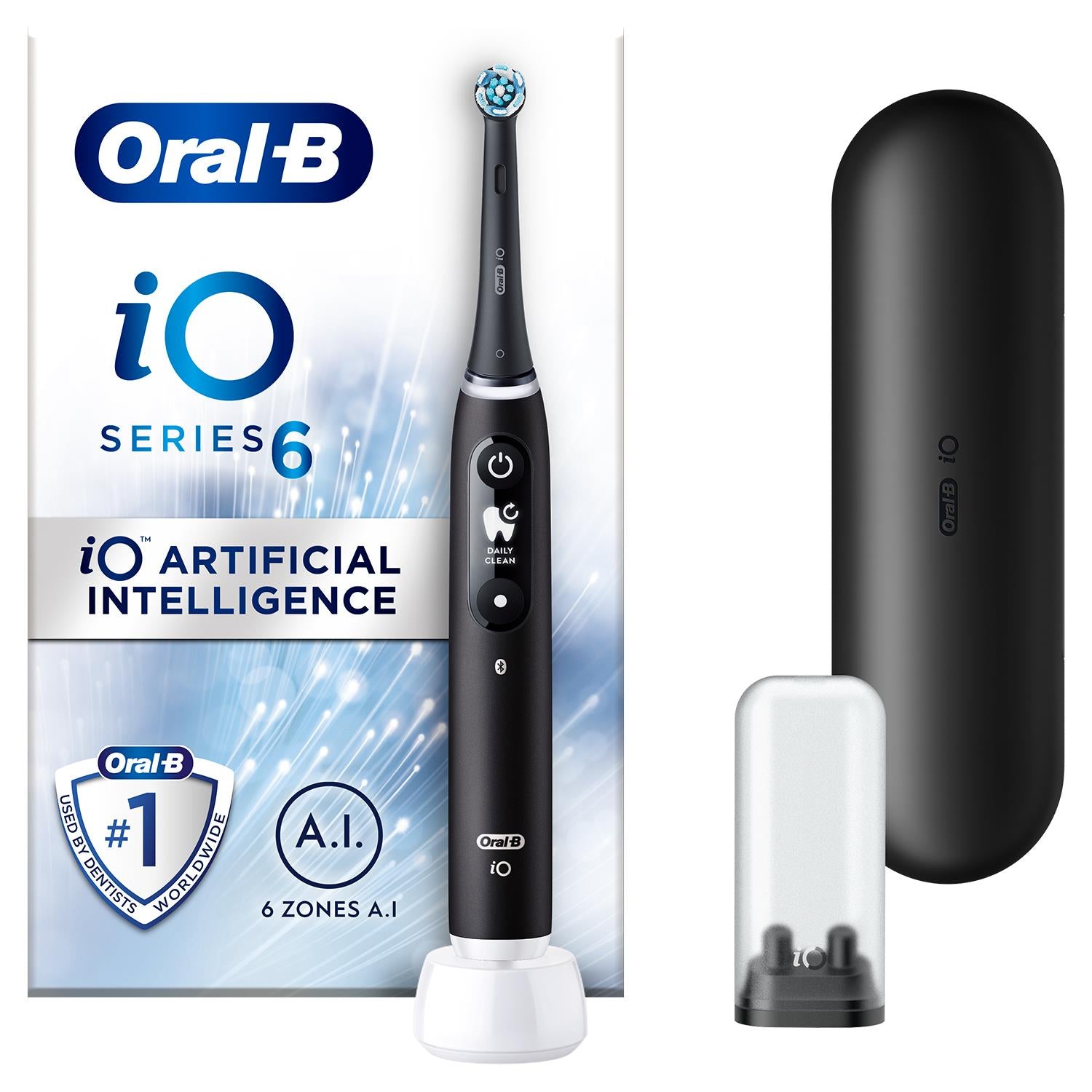Io Series 6 Electric Rechargeable Toothbrush With Travel Case, Black Lava