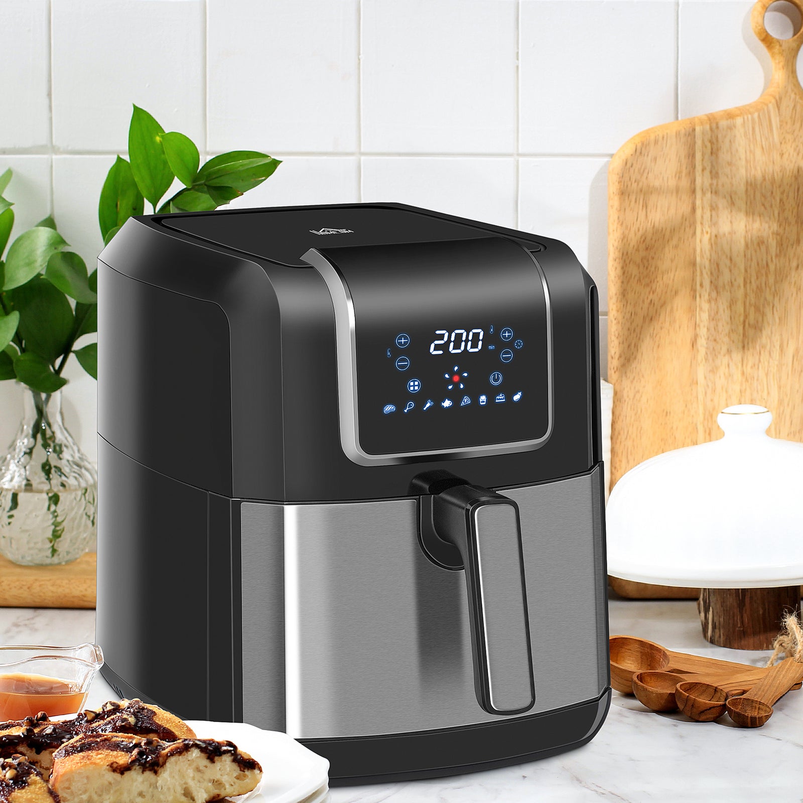Air Fryer 1700w 6.5l With Digital Display Timer | One Size | Silver