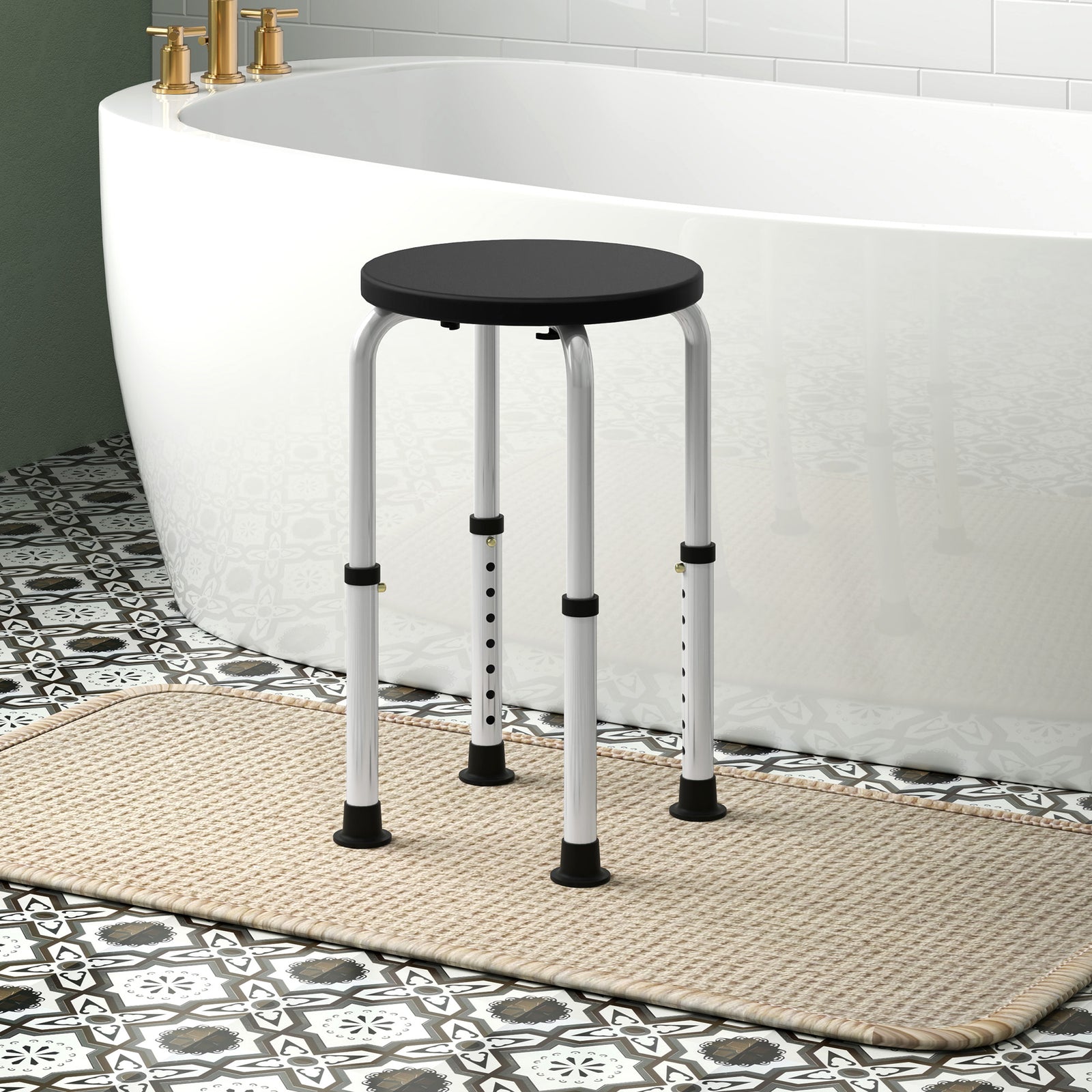 Bath Chair Height Adjustable Shower Seat For Elderly | One Size | Black
