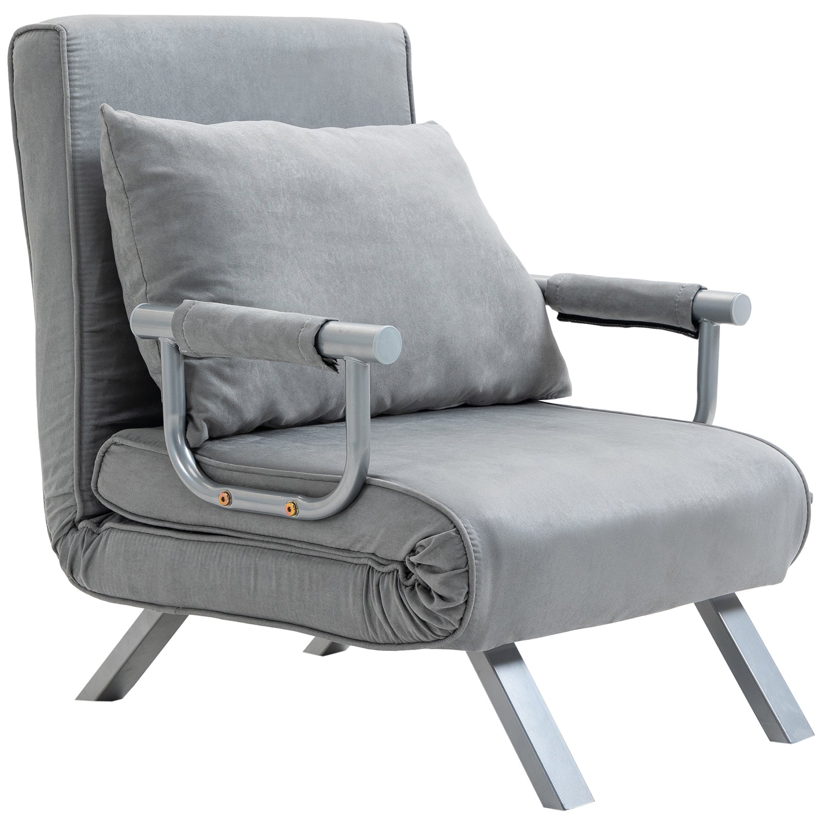 Sofa Bed Foldable Portable Armchair Sleeper With Pillow | One Size | Charcoal Gray
