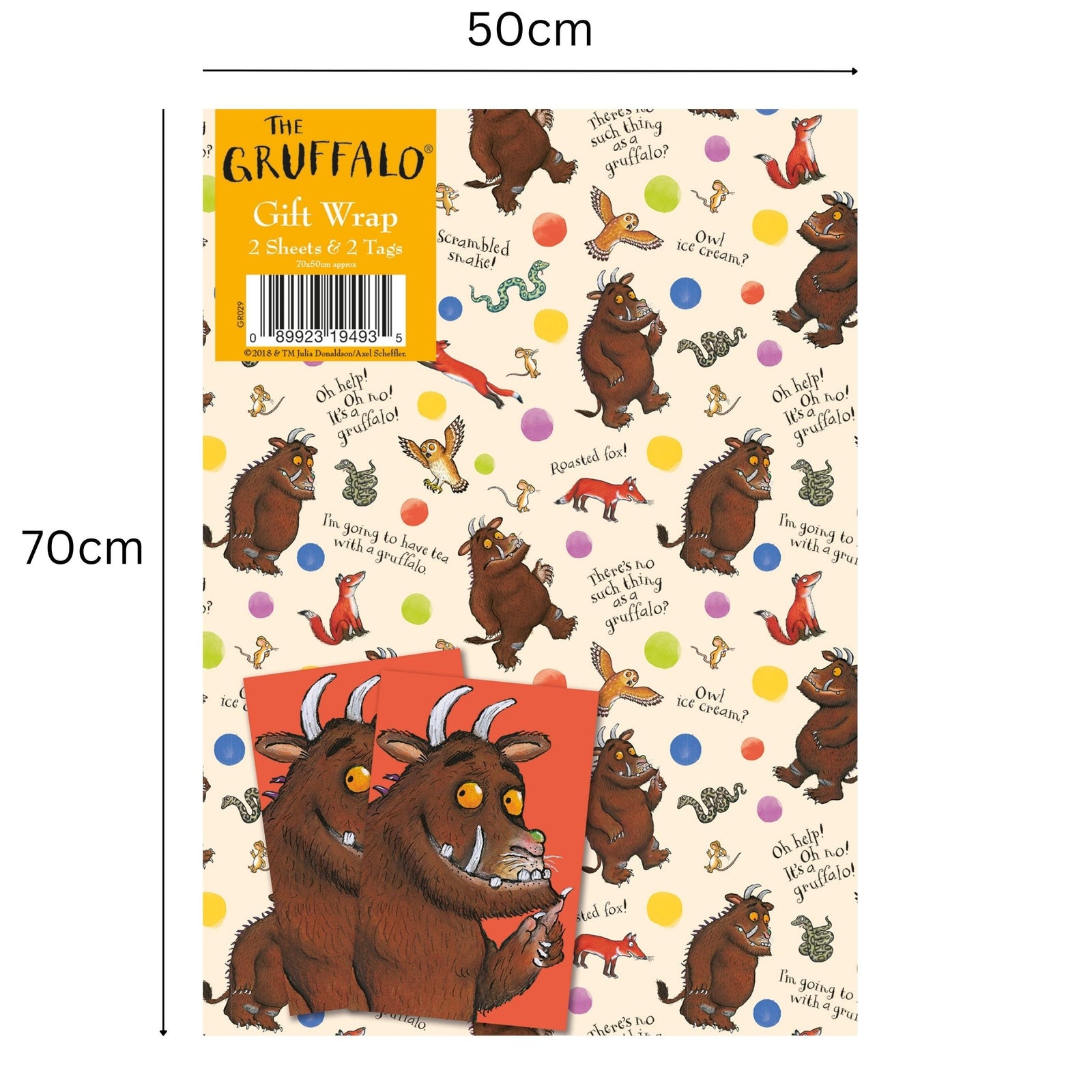 The Gruffalo Gift Wrap, 4 Sheet 4 Tag, Bundle Official Product