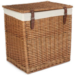 White Cotton Lined Boutique Double Steamed Laundry Baskets | Large | Brown