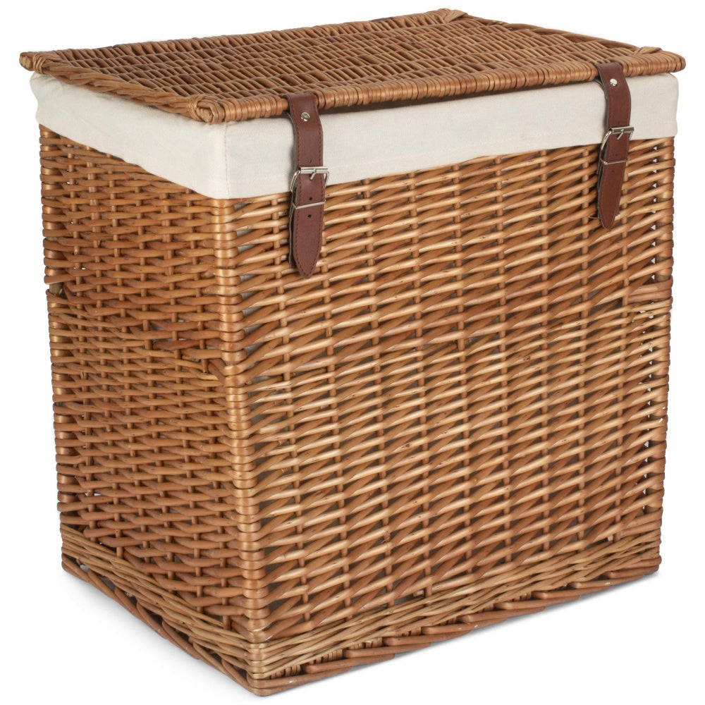 White Cotton Lined Boutique Double Steamed Laundry Baskets | Set-of-2 | Brown