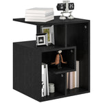 HOMCOM 3-tier Side End Table Open Shelves Storage Magazine Desk Black